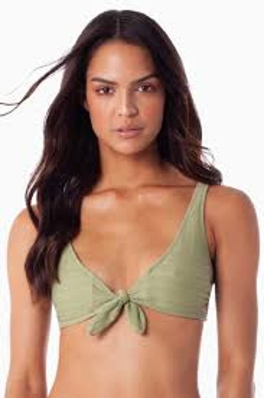 RHYTHM Tahiti Tie Tank Bikini Swimsuit Top in Aloe Green Size 10 / M NWT